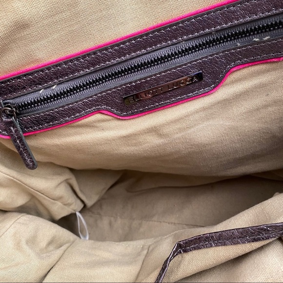 Elliot Lucca smooth metallic gunmetal gray satchel handbag - Picture 7 of 8